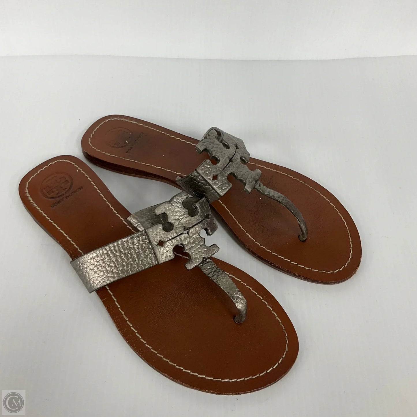 Sandals Designer By Tory Burch In Silver, Size: 8.5