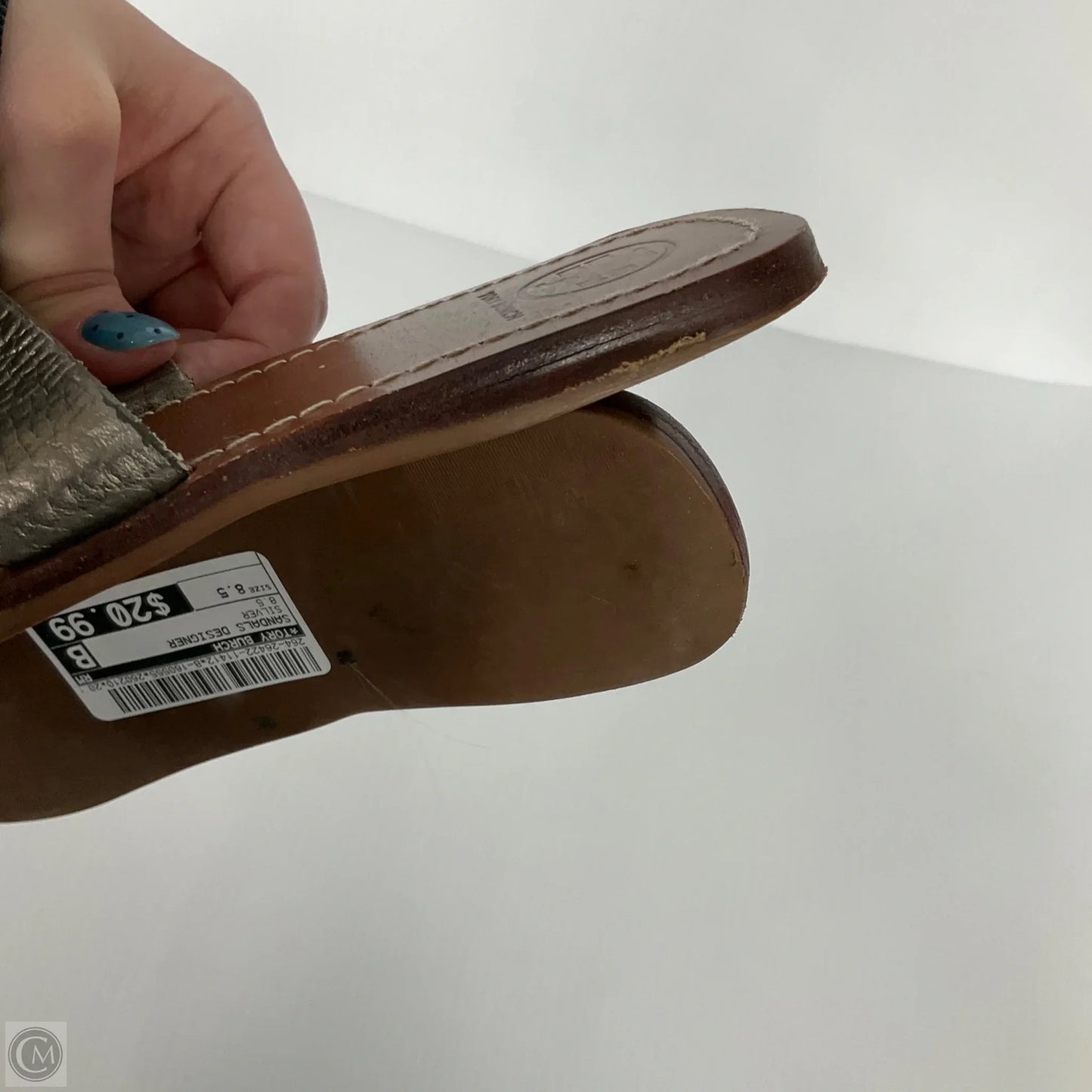 Sandals Designer By Tory Burch In Silver, Size: 8.5