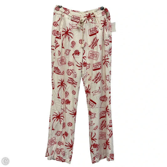 Pants Linen By April Kiss In Cream & Red, Size: M