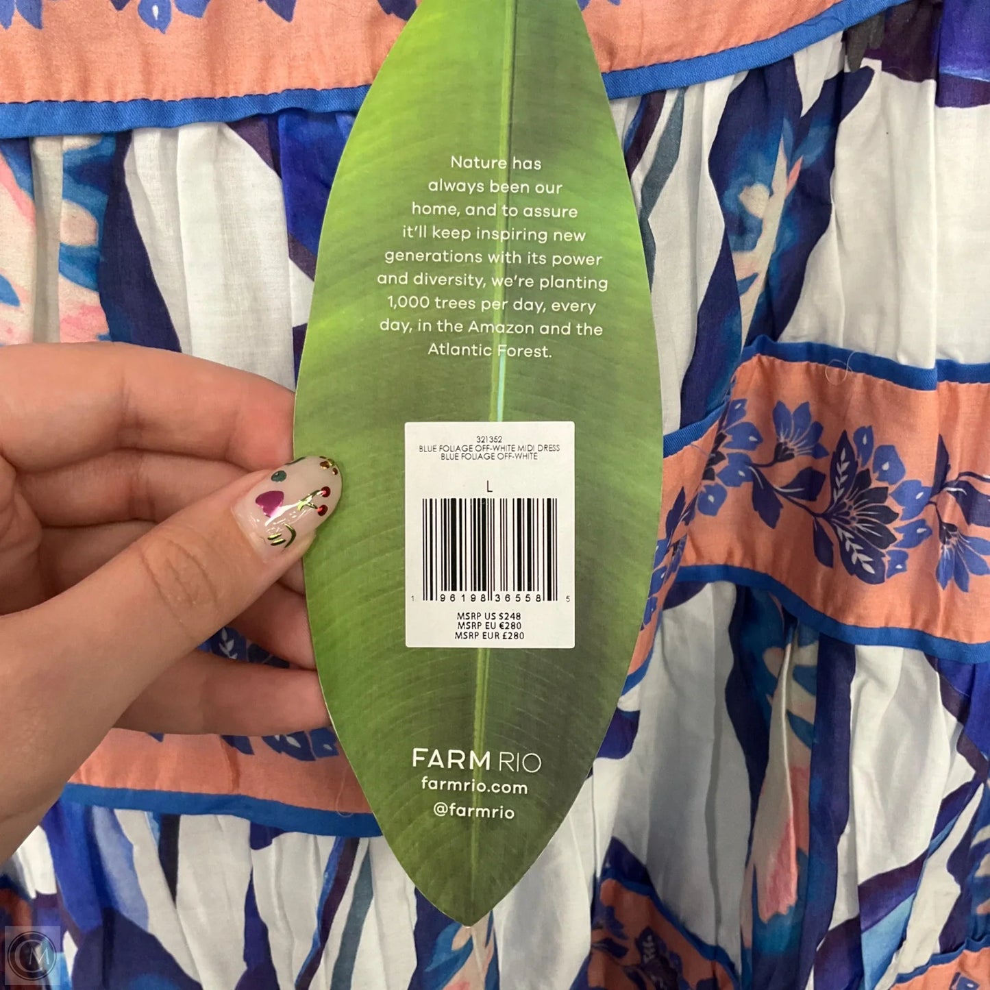 Dress Casual Midi By Farm Rio In Blue, Size: L