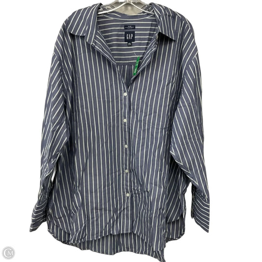 Top Long Sleeve By Gap In Blue & White, Size: Xxl