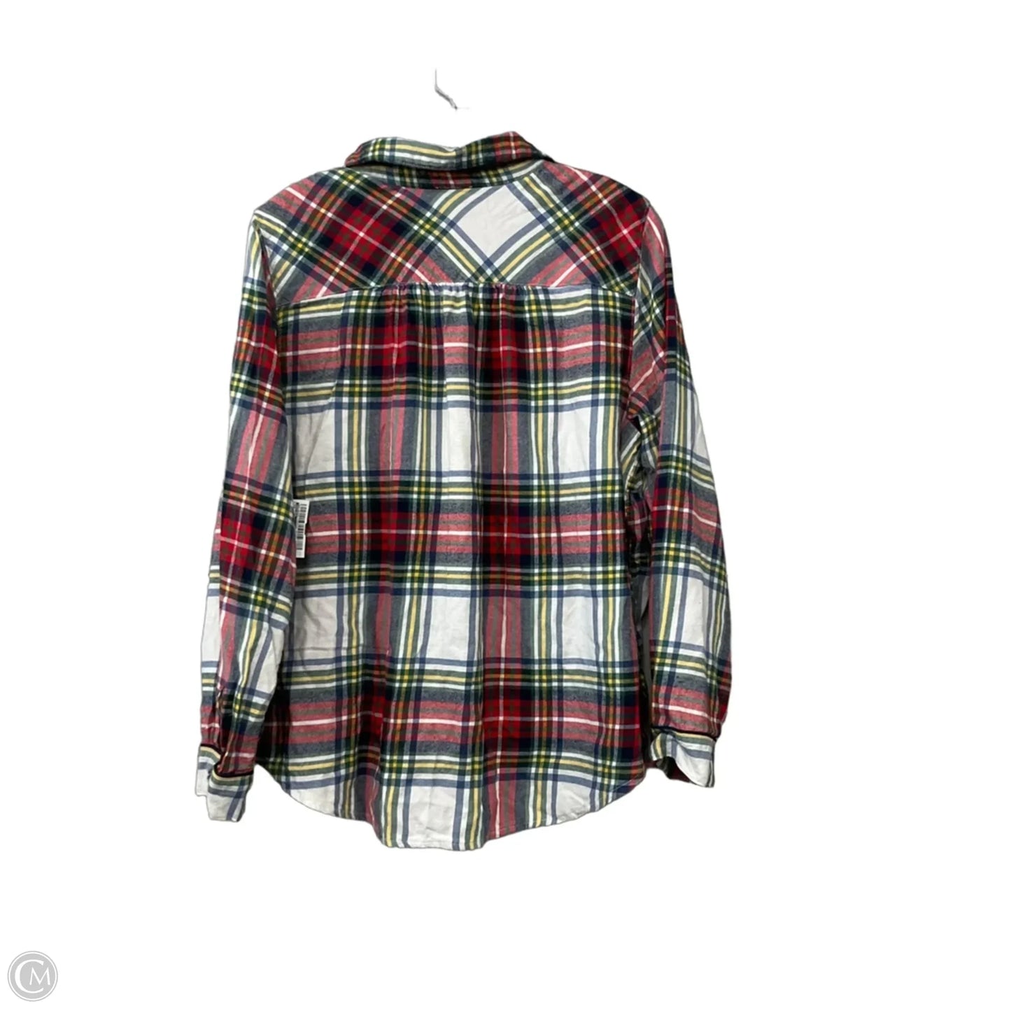 Top Long Sleeve Basic By Aerie In Plaid Pattern, Size: L