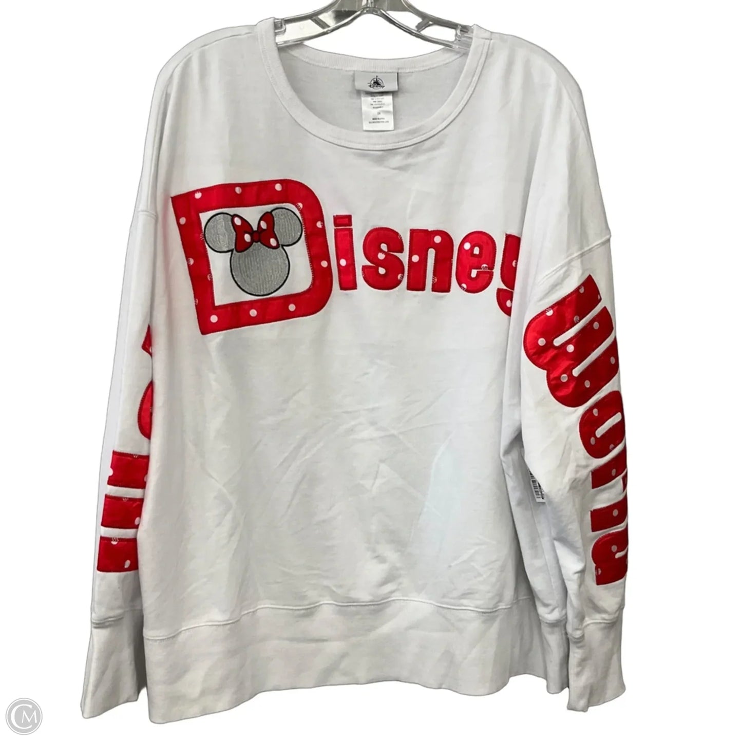 Top Long Sleeve By Disney In Red & White, Size: 2x