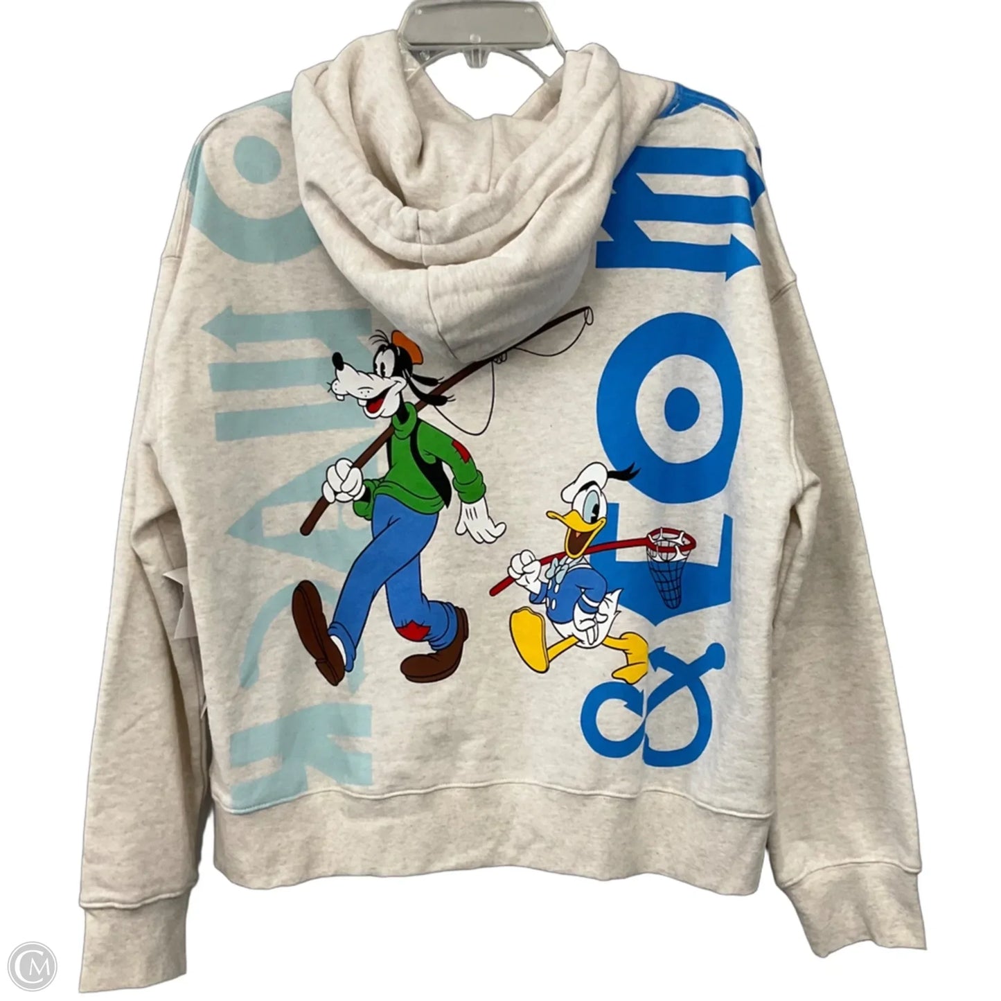 Sweatshirt Hoodie By Disney In Beige, Size: L