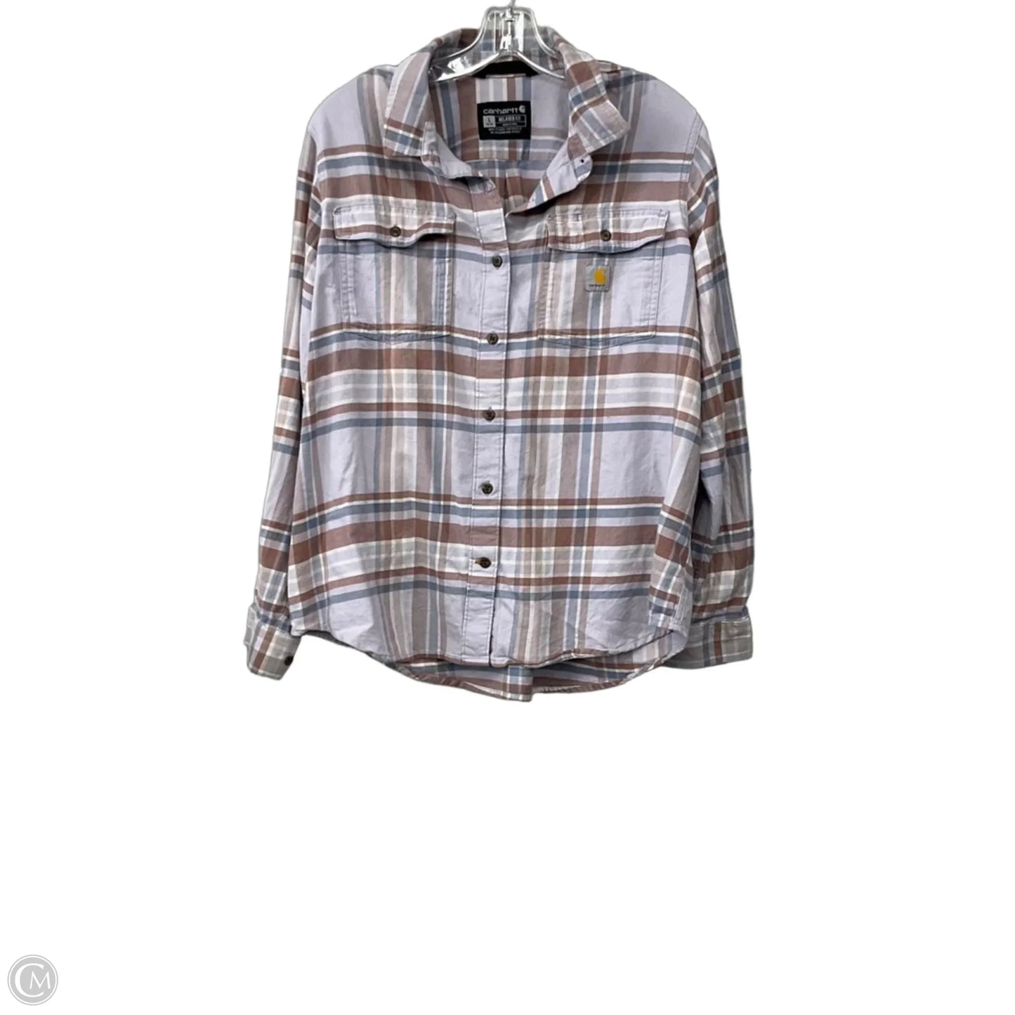 Top Long Sleeve By Carhartt In Plaid Pattern, Size: L