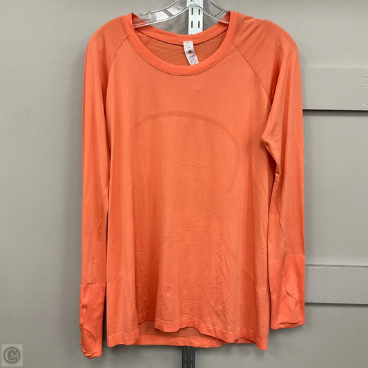 Athletic Top Long Sleeve Crewneck By Lululemon In Orange, Size: 14