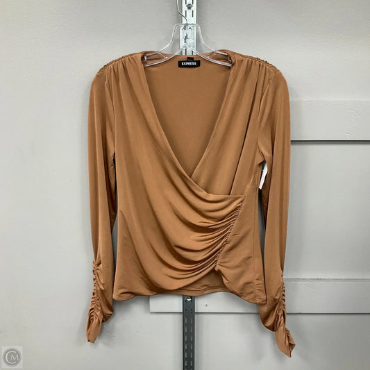 Top Long Sleeve By Express In Tan, Size: Xs