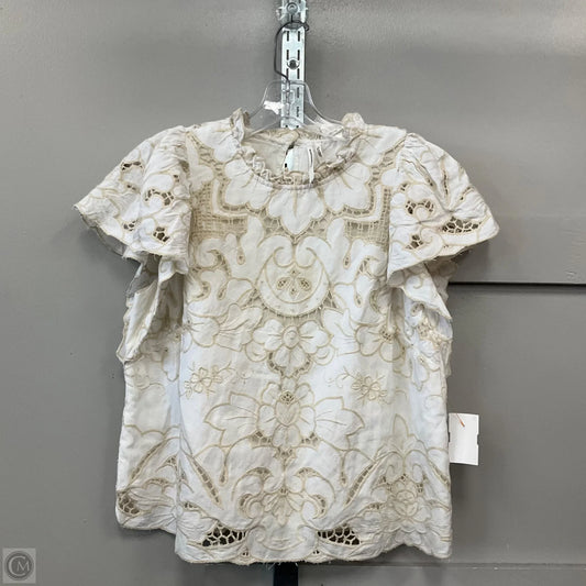 Top Short Sleeve By Anthropologie In Cream, Size: S