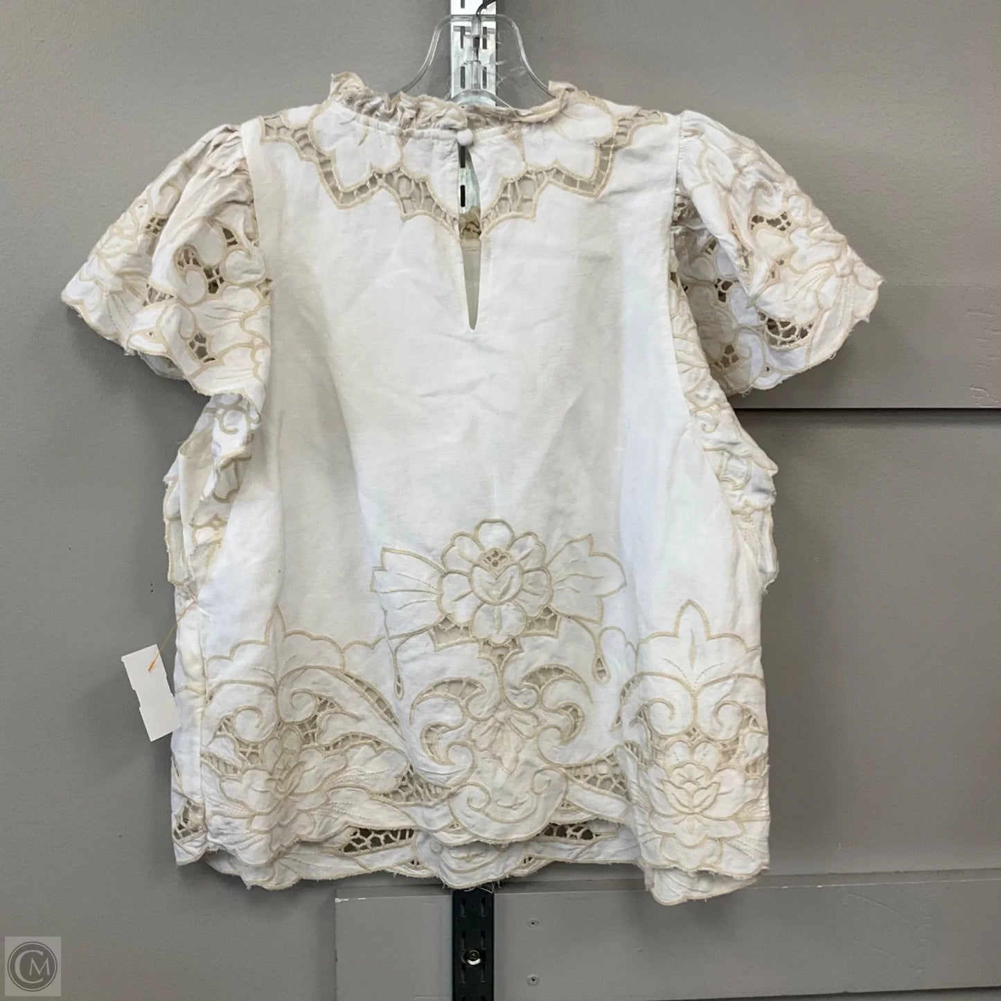 Top Short Sleeve By Anthropologie In Cream, Size: S