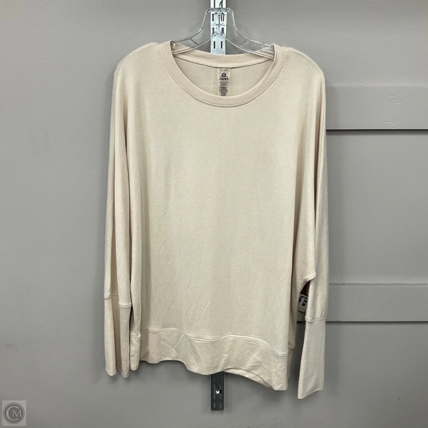 Top Long Sleeve Basic By Mono B In Cream, Size: 2x