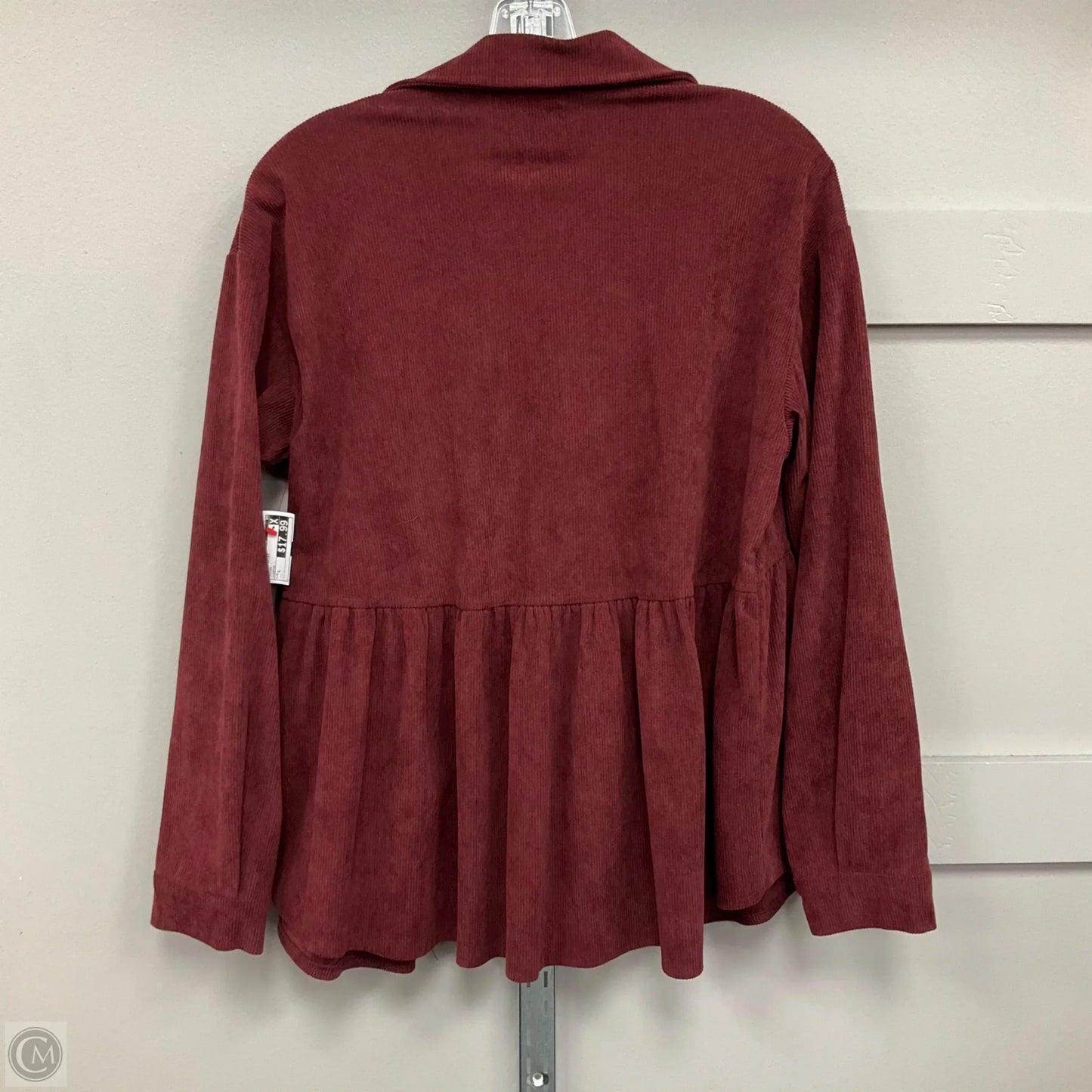 Jacket Shirt By Clothes Mentor In Maroon, Size: L
