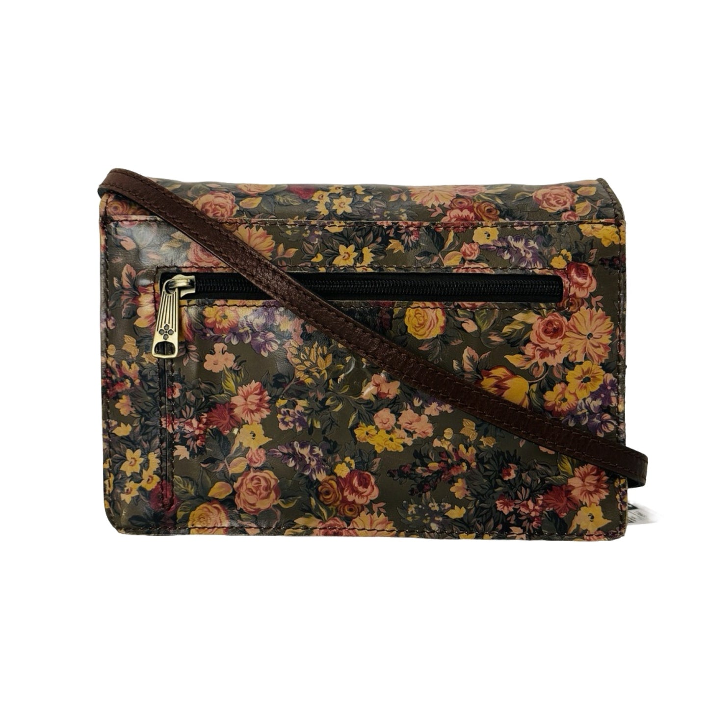 Vintage English Country Garden Cascina Leather Floral Adjustable Strap Crossbody Handbag Designer By Patricia Nash  Size: Small