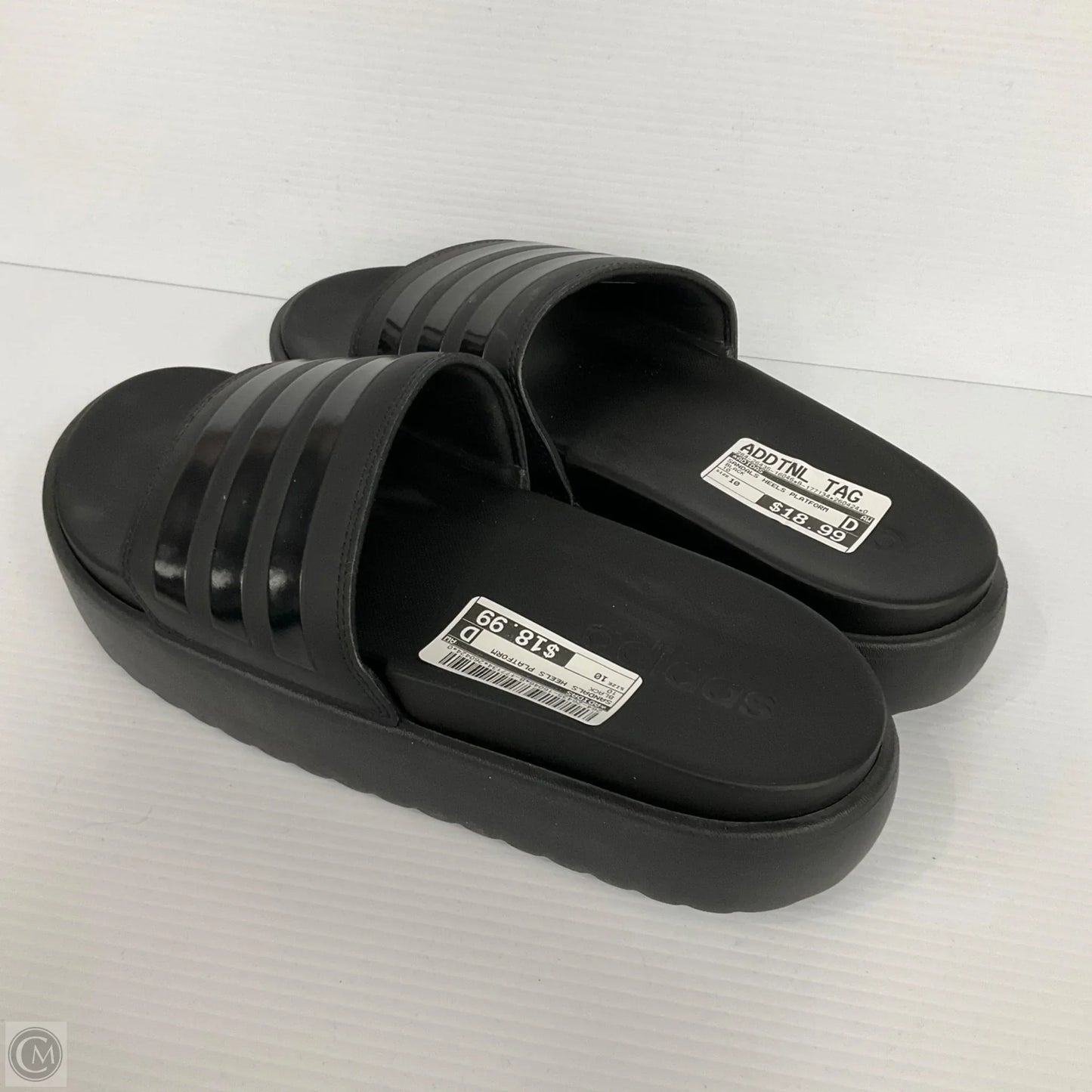 Sandals Heels Platform By Adidas In Black, Size: 10