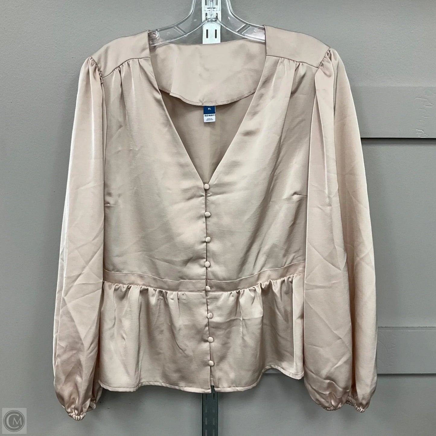 Blouse Long Sleeve By Old Navy In Cream, Size: Xl