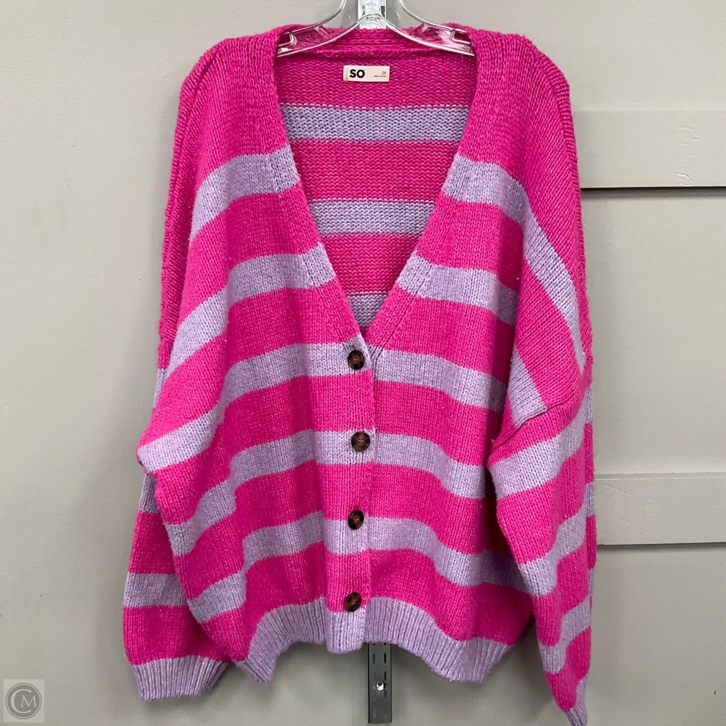 Cardigan By So In Pink & Purple, Size: 2x