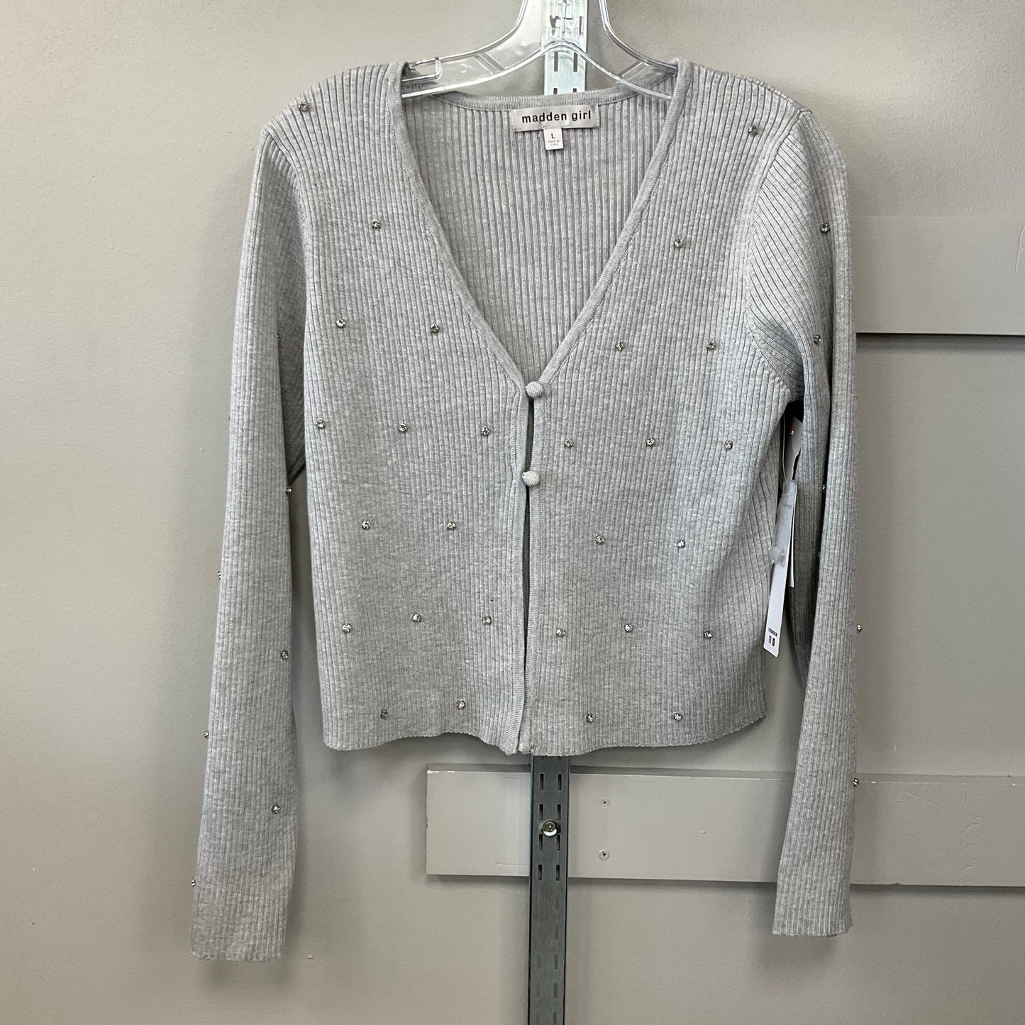 Cardigan By Madden Girl In Grey, Size: L