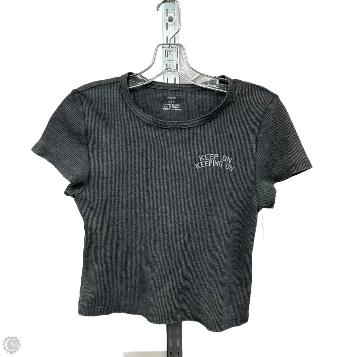 Top Short Sleeve By Aerie In Grey, Size: M