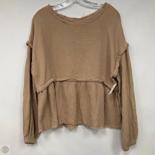 Top Long Sleeve By New In In Brown, Size: L