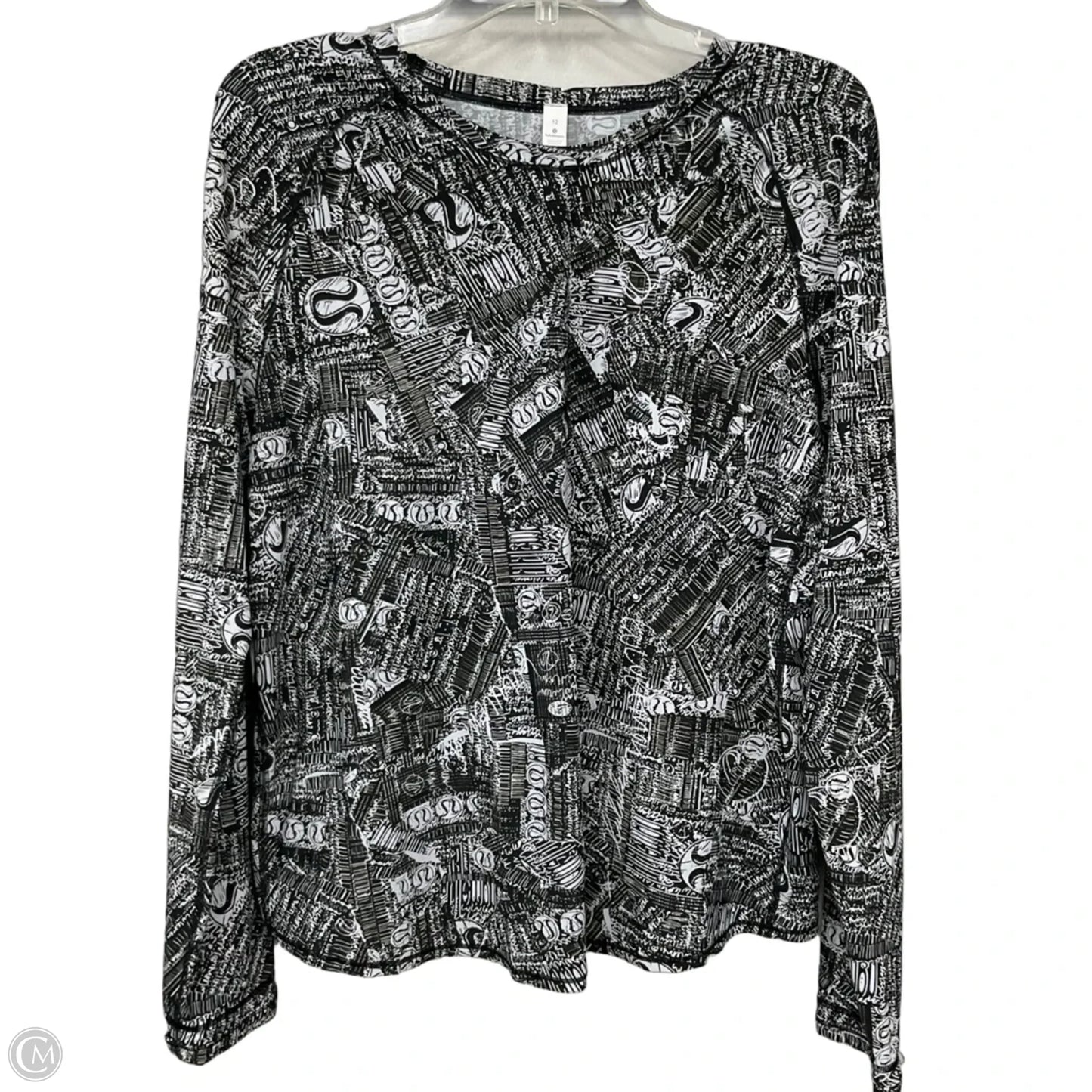 Athletic Top Long Sleeve Crewneck By Lululemon In Black & White, Size: 12