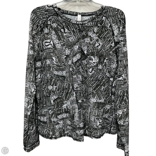Athletic Top Long Sleeve Crewneck By Lululemon In Black & White, Size: 12