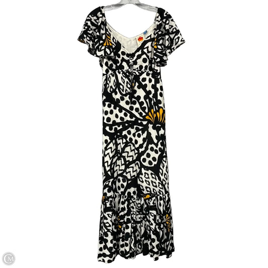 Fluttered-Sleeve Maxi Dress By Farm Rio In Black & Cream, Size: Xs