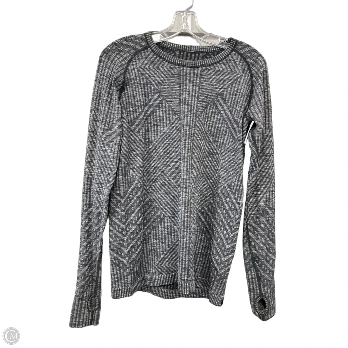 Athletic Top Long Sleeve Crewneck By Lululemon In Black & Grey, Size: 4