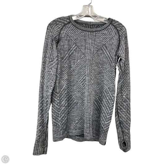 Athletic Top Long Sleeve Crewneck By Lululemon In Black & Grey, Size: 4