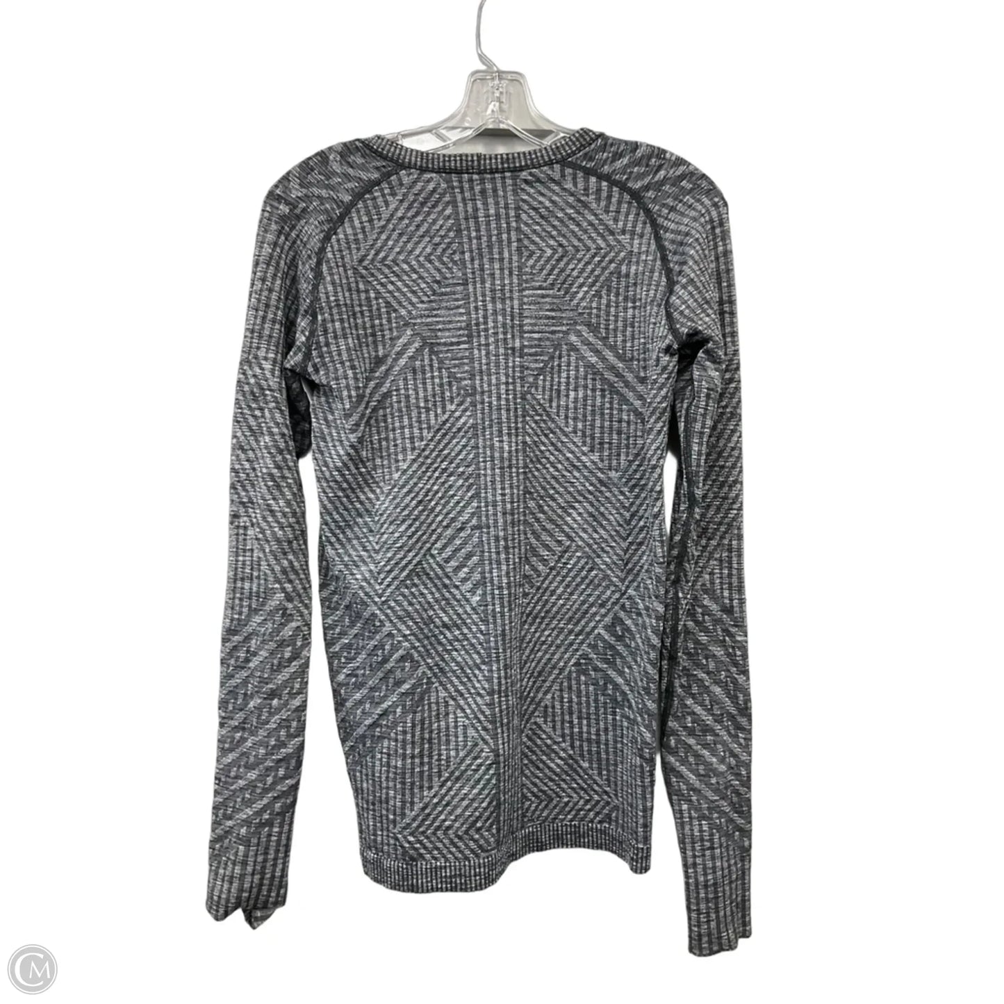 Athletic Top Long Sleeve Crewneck By Lululemon In Black & Grey, Size: 4