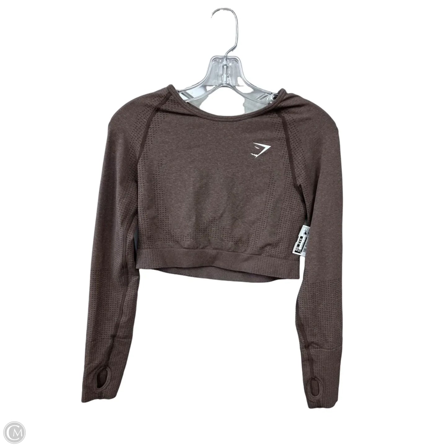 Athletic Top Long Sleeve Crewneck By Gym Shark In Brown, Size: L