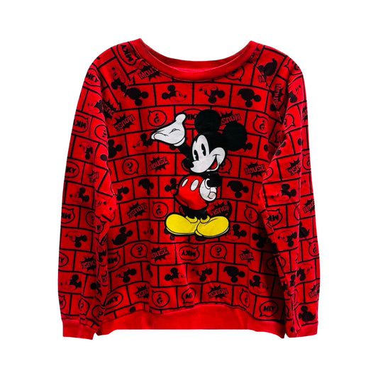 Disney Mickey Mouse Red & Black Sweatshirt Crewneck By Disney Store  Size: L