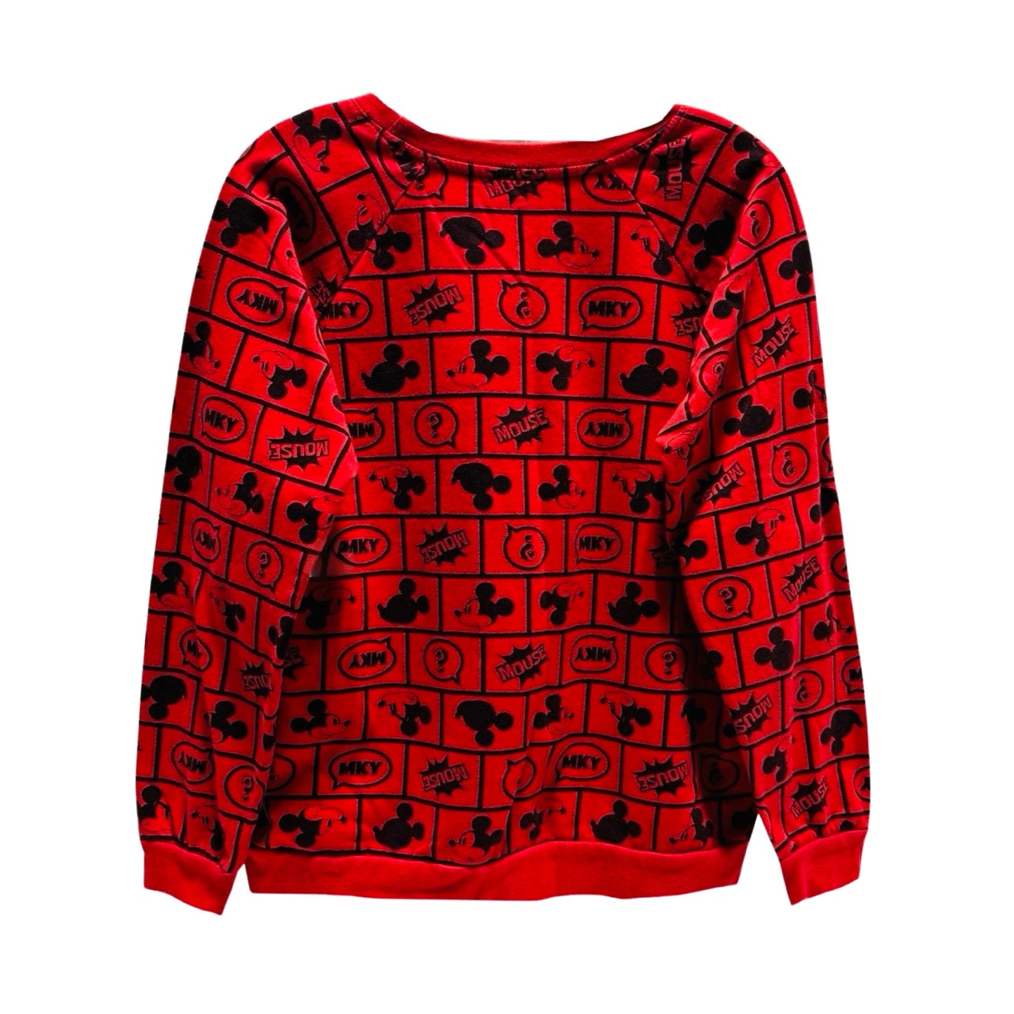 Disney Mickey Mouse Red & Black Sweatshirt Crewneck By Disney Store  Size: L