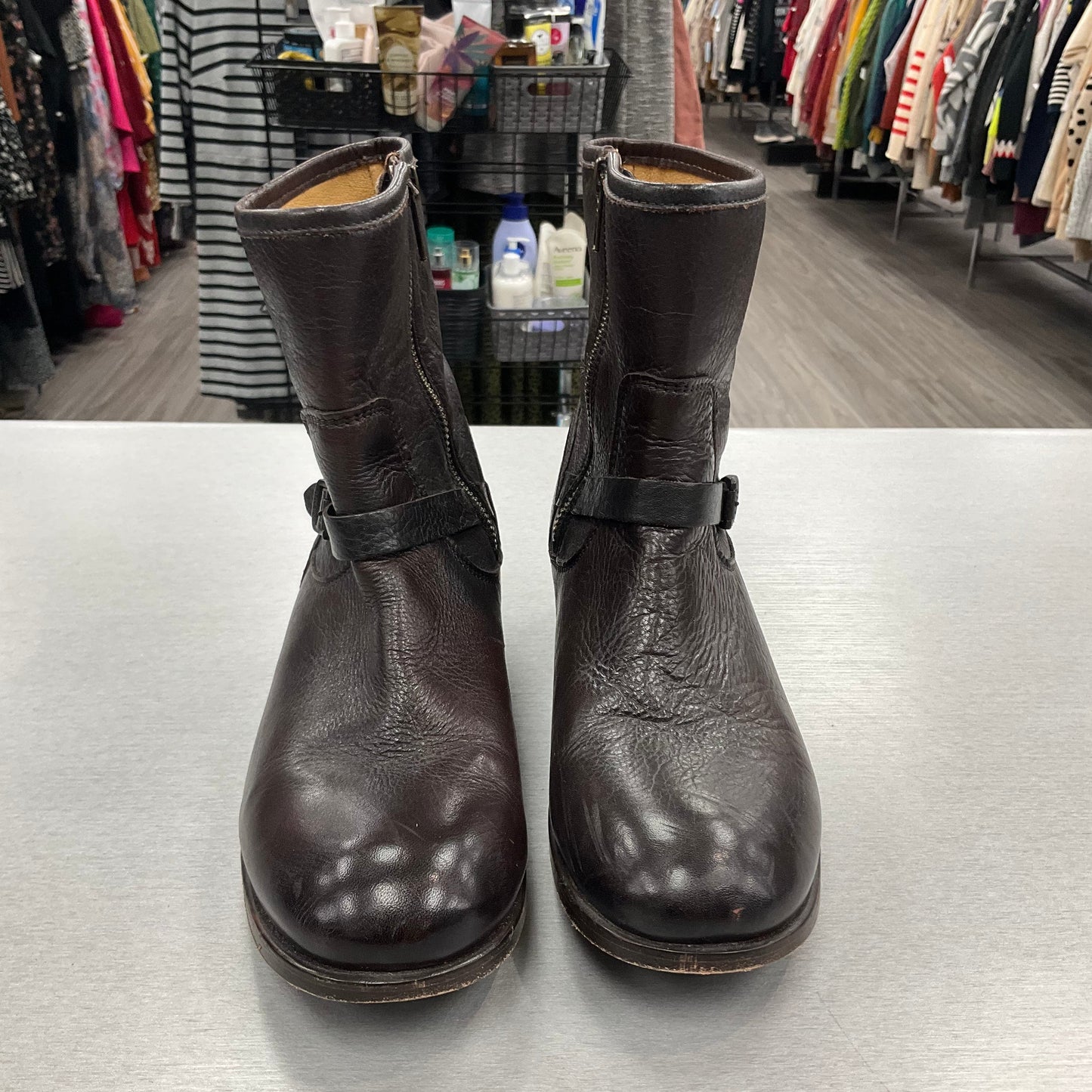 Boots Ankle Heels By Frye In Brown, Size: 8.5