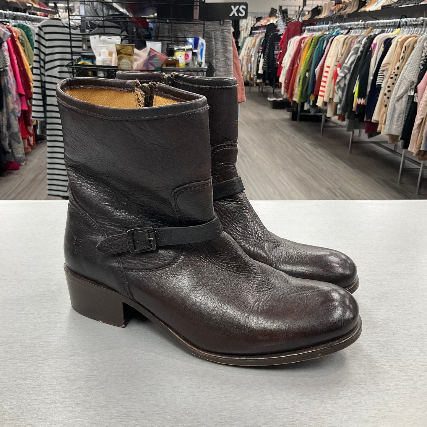 Boots Ankle Heels By Frye In Brown, Size: 8.5