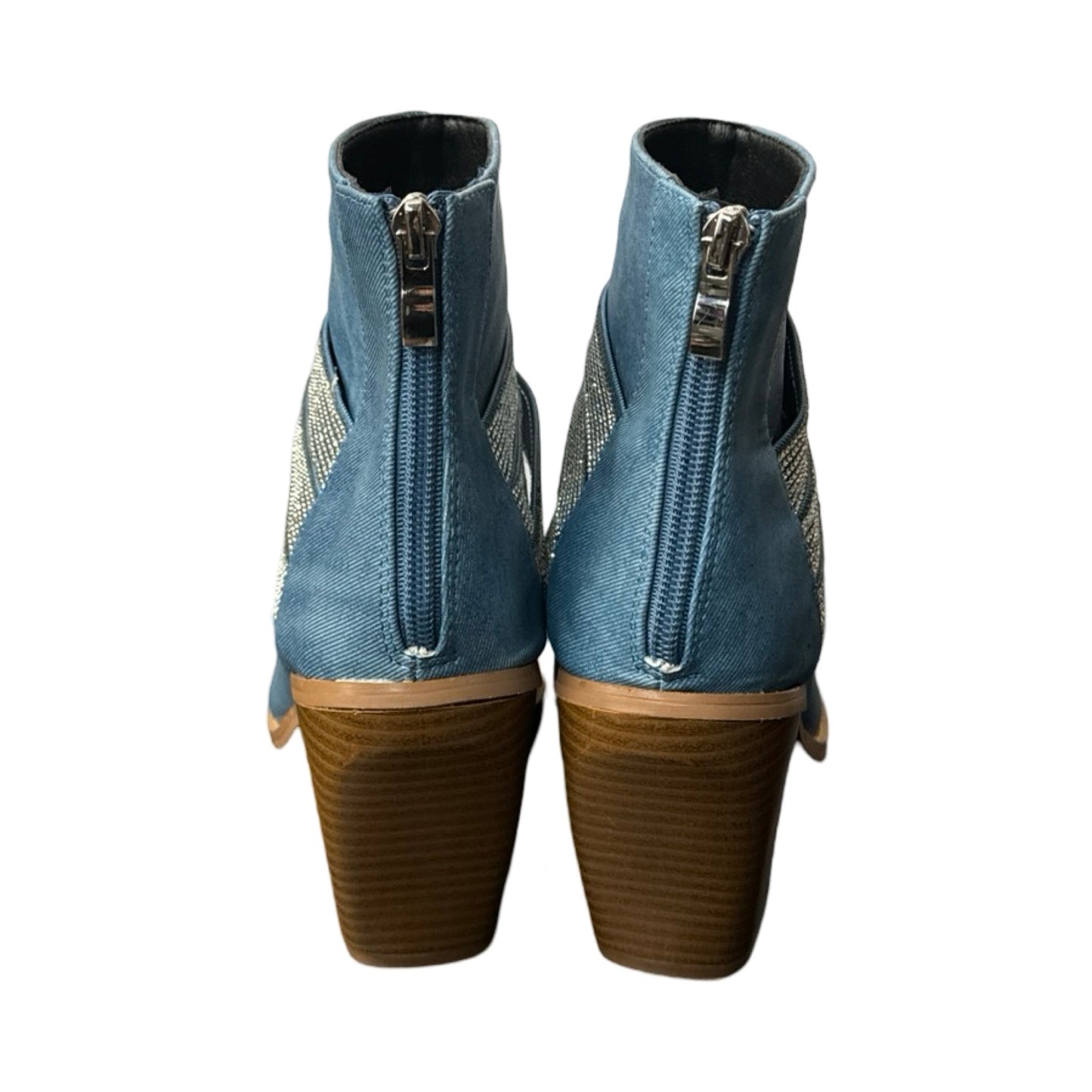 Boots Ankle Heels By Yoki In Blue Denim, Size: 8