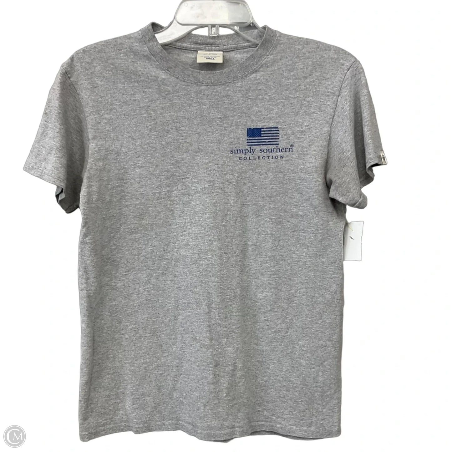 Top Short Sleeve By Simply Southern In Grey, Size: S