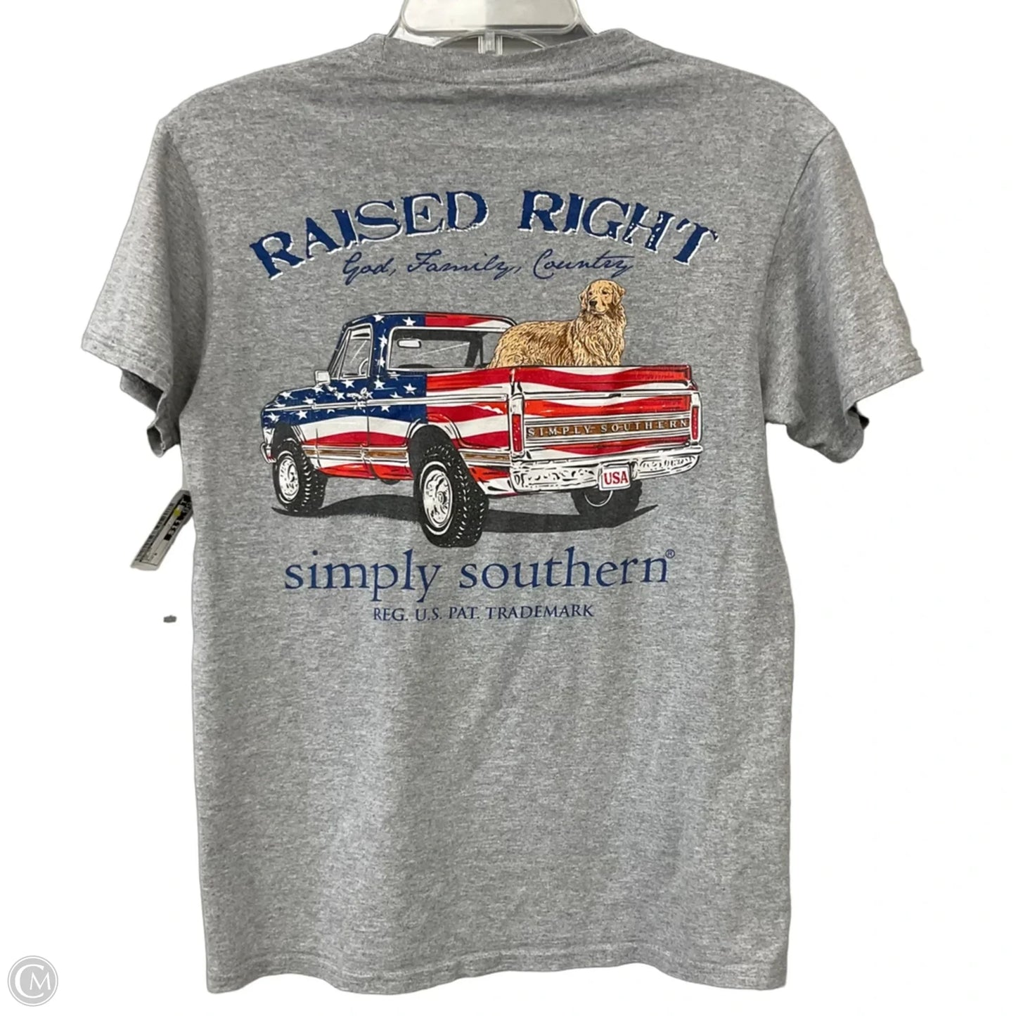 Top Short Sleeve By Simply Southern In Grey, Size: S