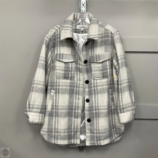 Jacket Shirt By Sebby In Grey & White, Size: S