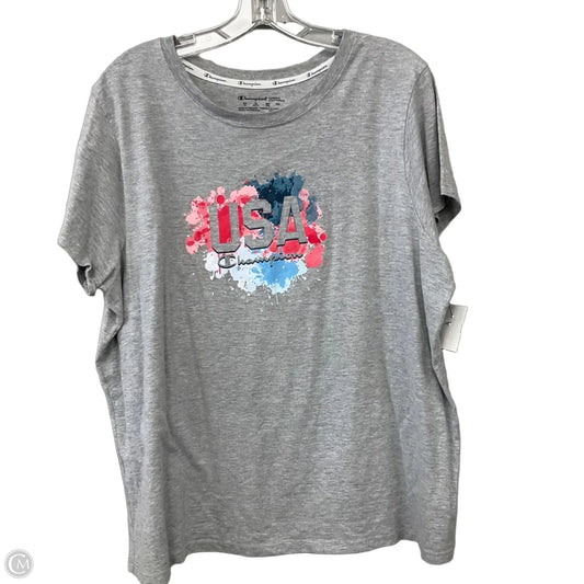Top Short Sleeve By Champion In Grey, Size: 2x
