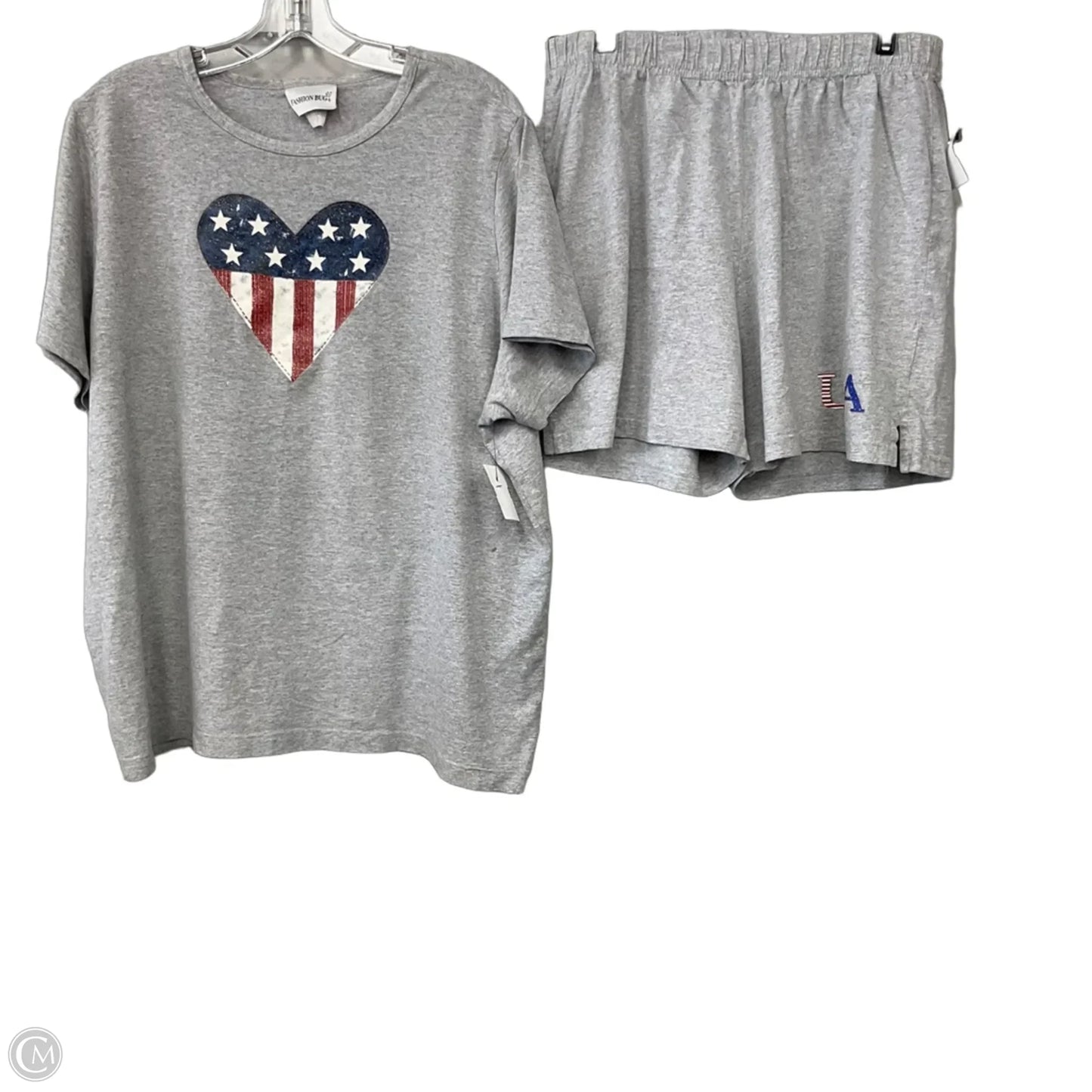 Top 2pc Short Sleeve By Fashion Bug In Grey, Size: 1x