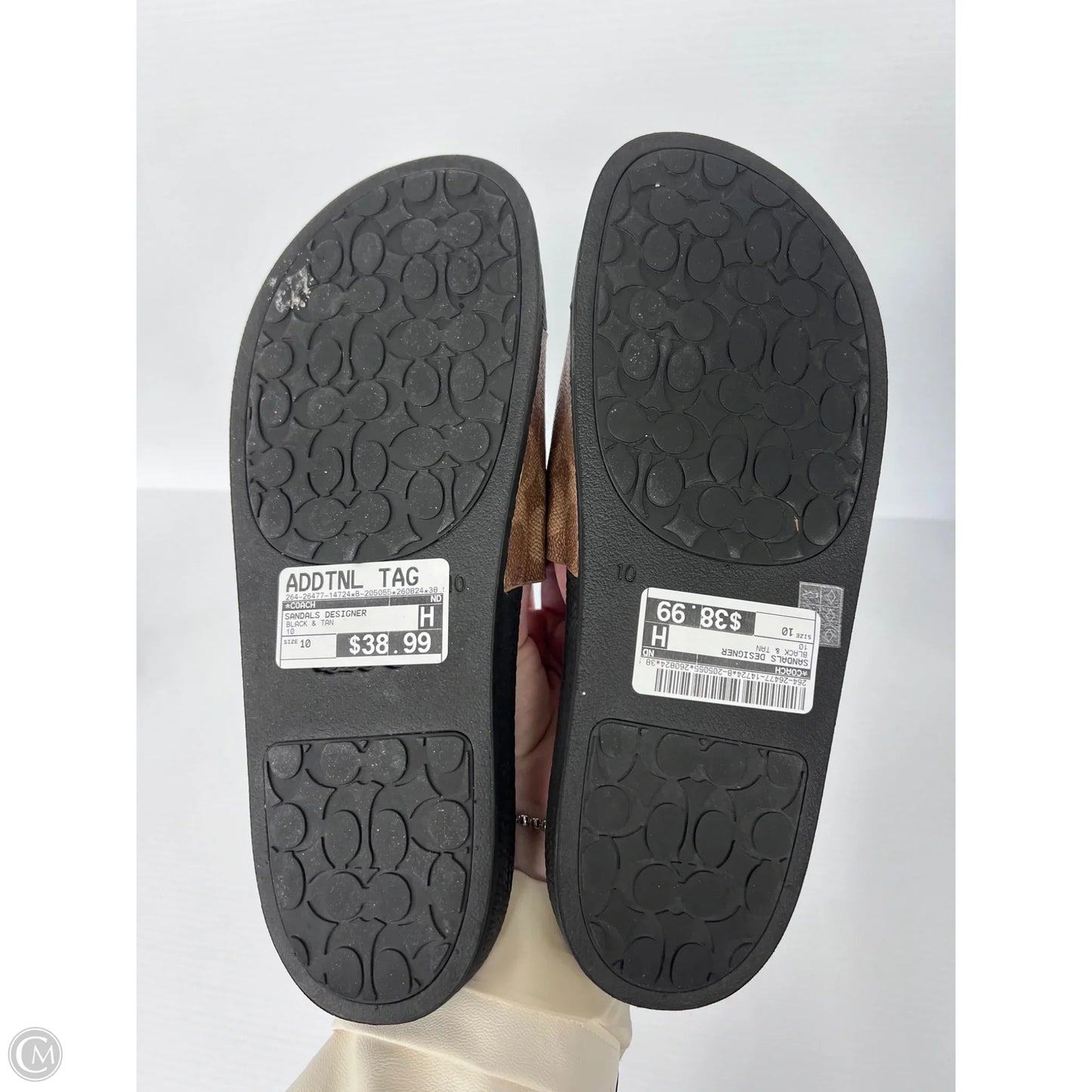 Sandals Designer By Coach In Black & Tan, Size: 10