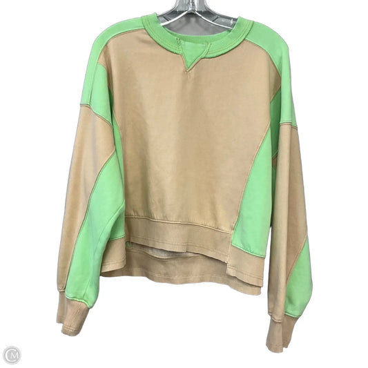Sweatshirt Crewneck By Free People In Green & Tan, Size: M