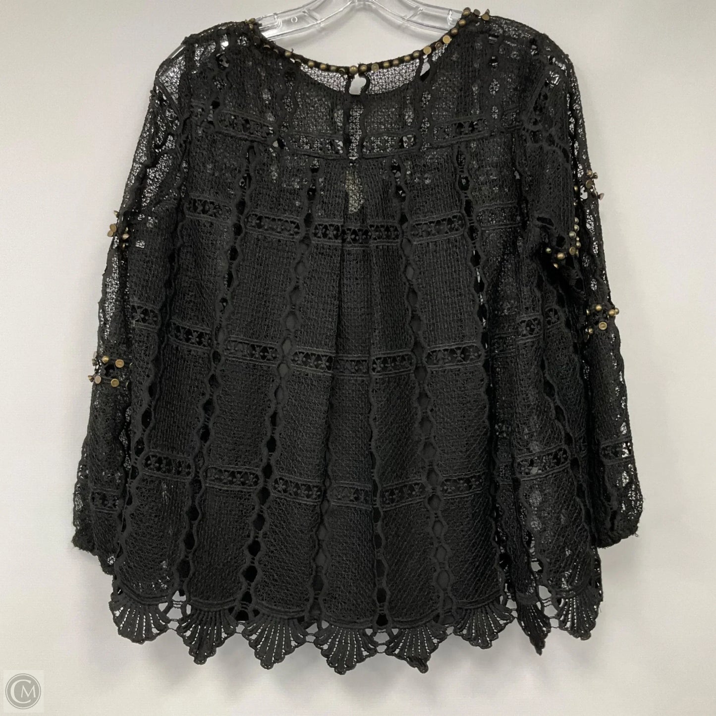 Top Long Sleeve By Maeve In Black & Gold, Size: M