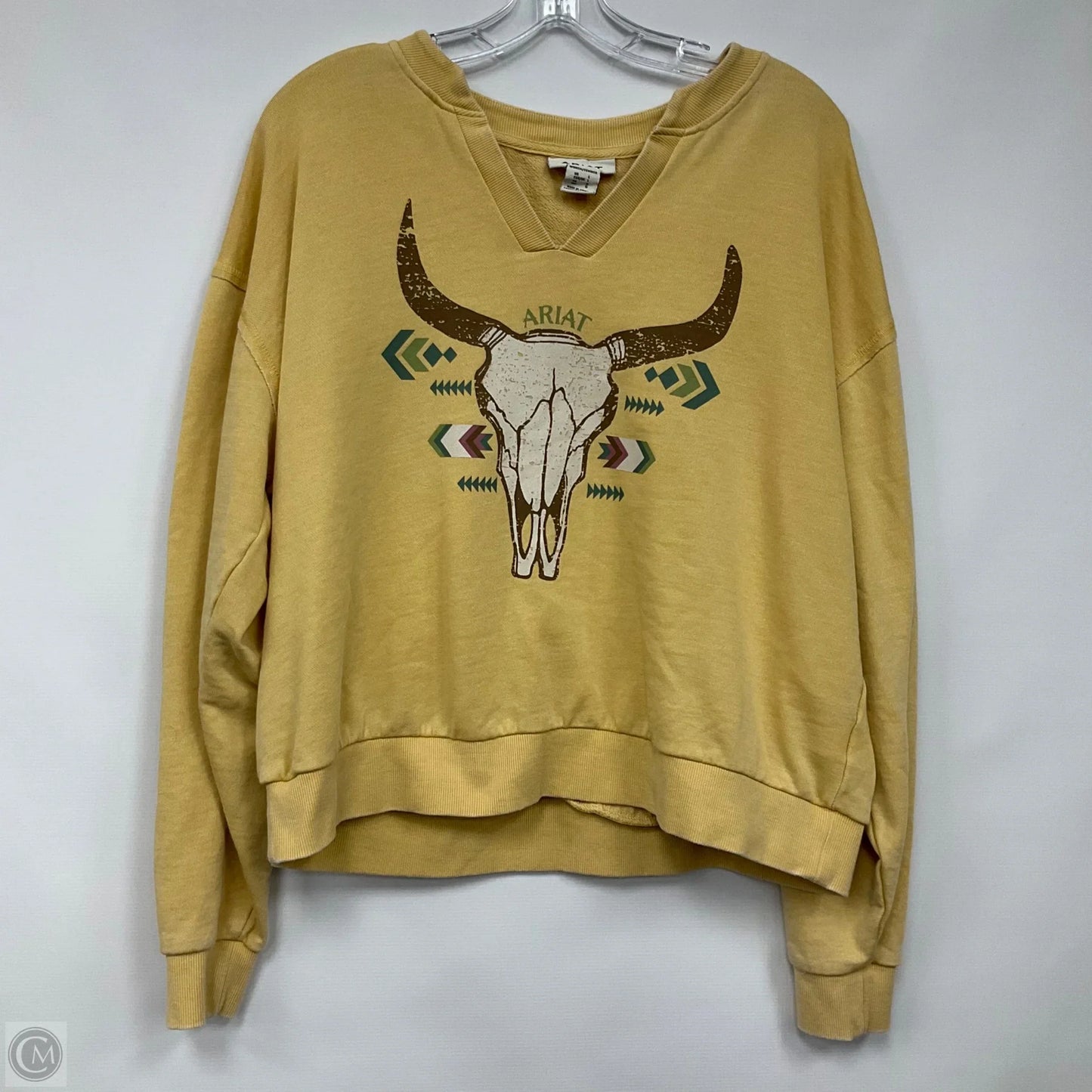 Top Long Sleeve By Ariat In Yellow, Size: L