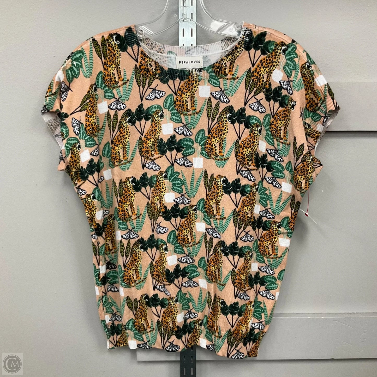 Top Short Sleeve By Pepaloves In Tan, Size: S