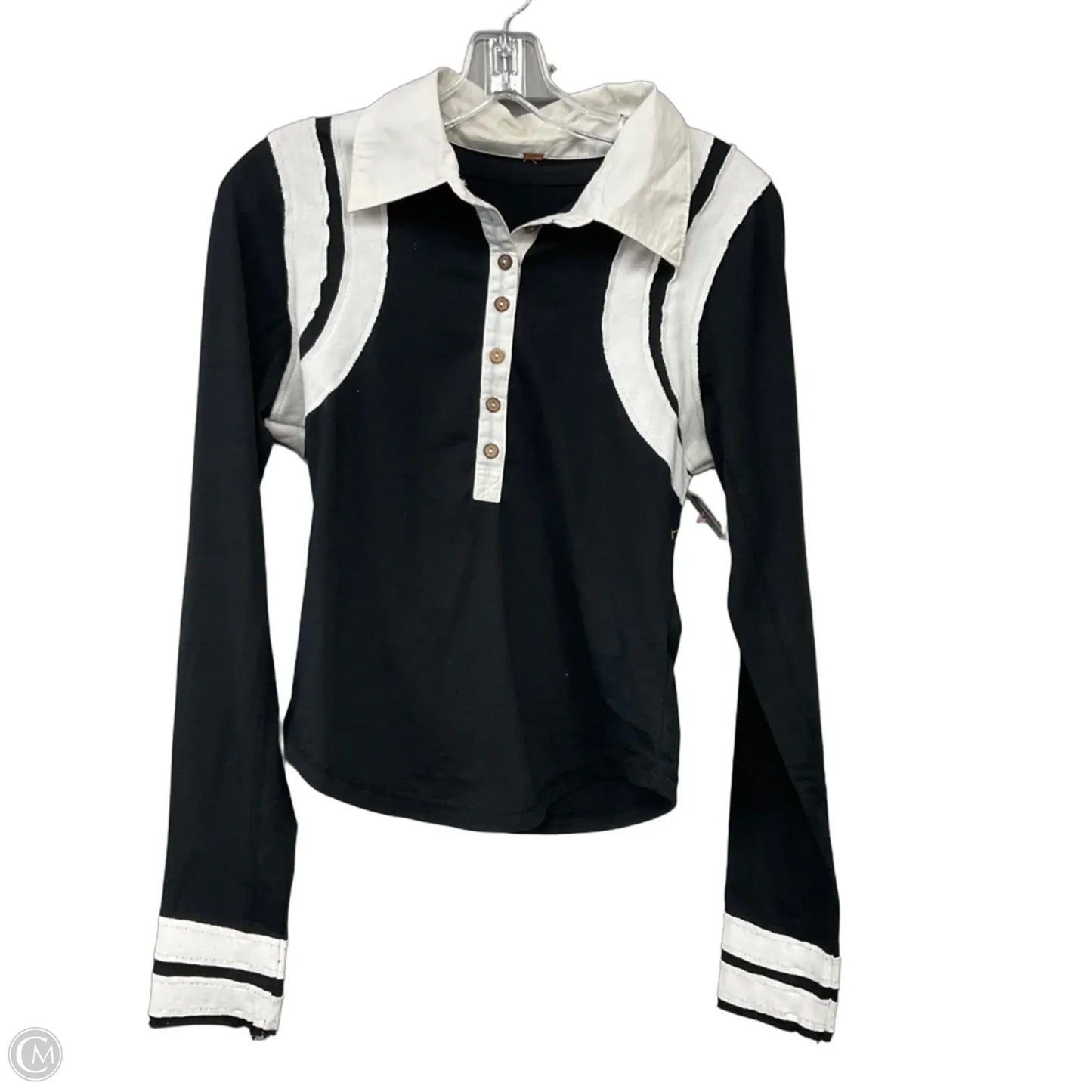 Top Long Sleeve By Free People In Black & White, Size: M