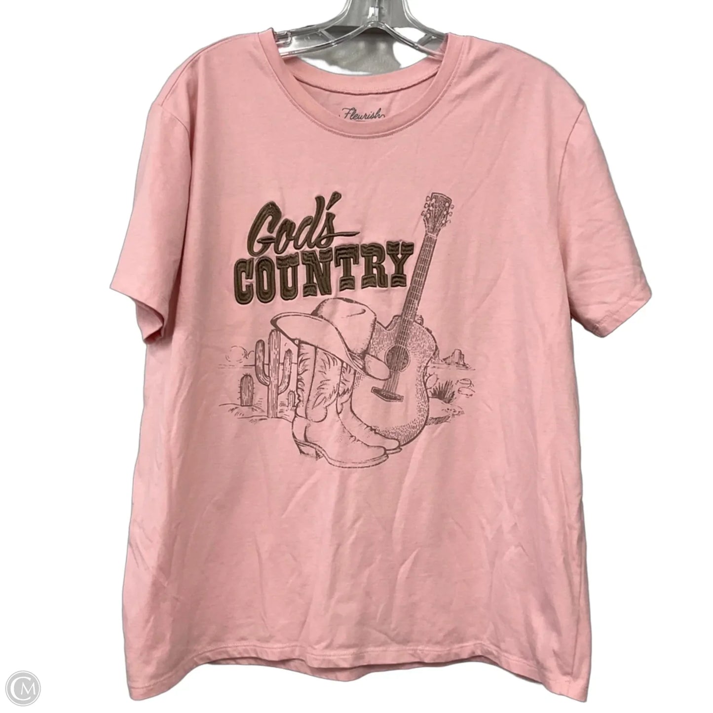 Top Short Sleeve By Fleurish In Pink, Size: L