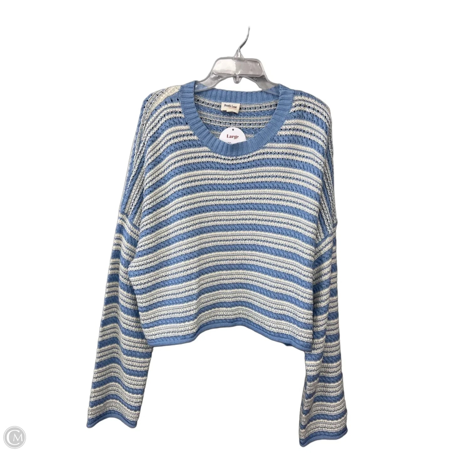 Sweater By Peach Love Cream California In Blue & White, Size: L