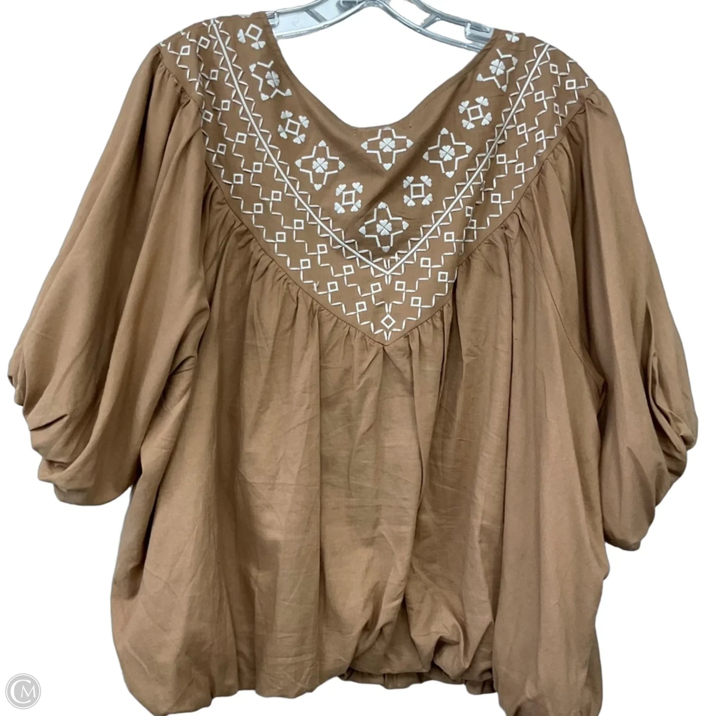 Top 3/4 Sleeve By Clothes Mentor In Brown, Size: 2x