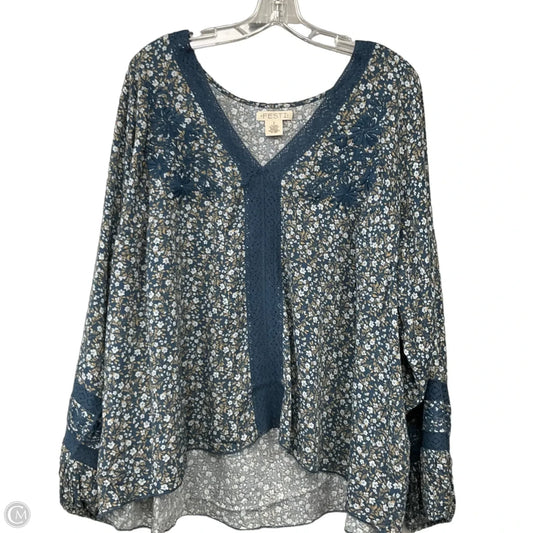 Top Long Sleeve By Clothes Mentor In Blue, Size: 2x