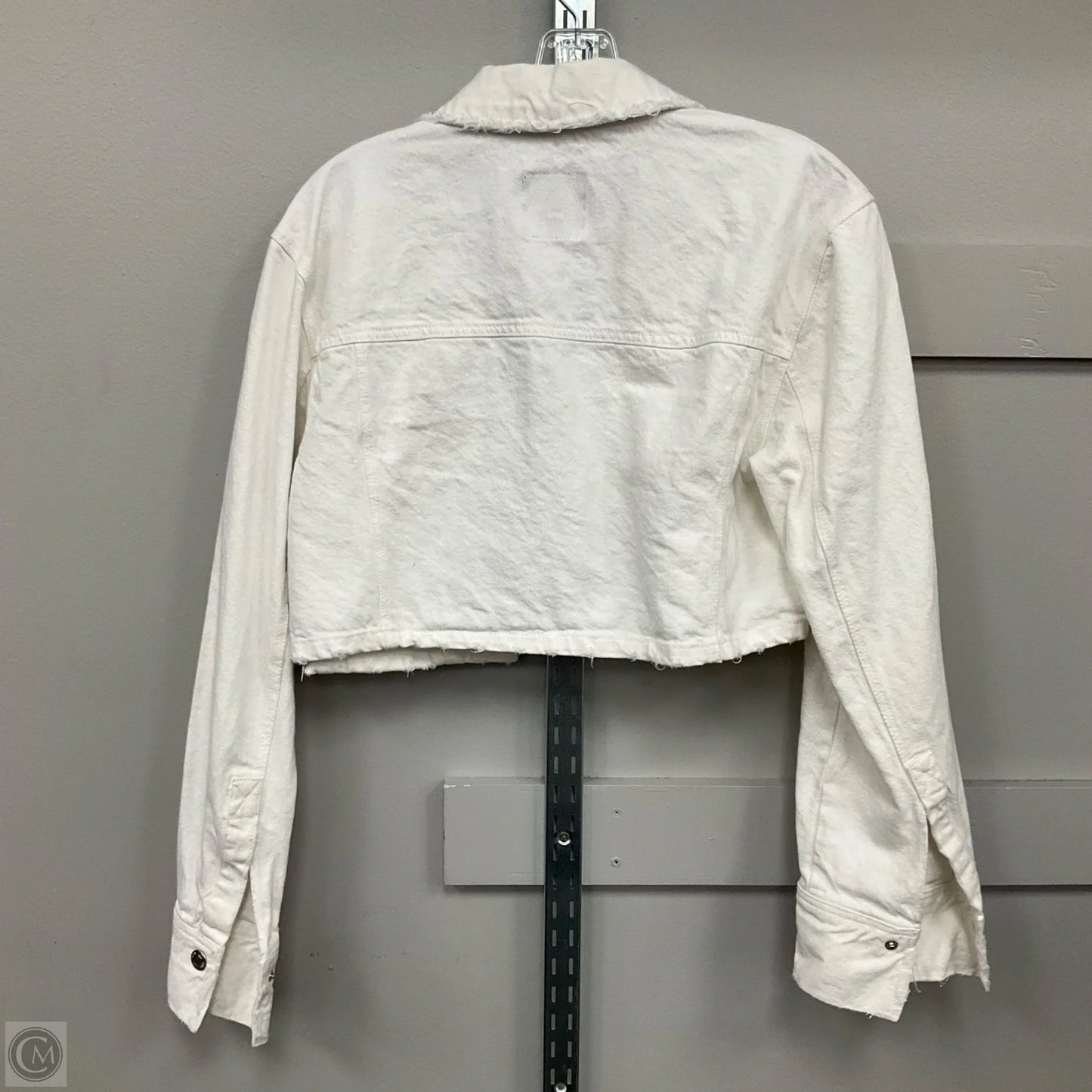 Jacket Denim By Zara In White Denim, Size: L